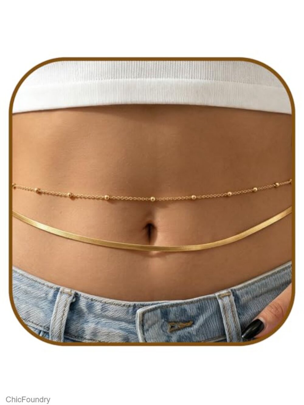 Double Strand Waist Chain Belly Chain for Women Adjustable Body Chain Jewelry